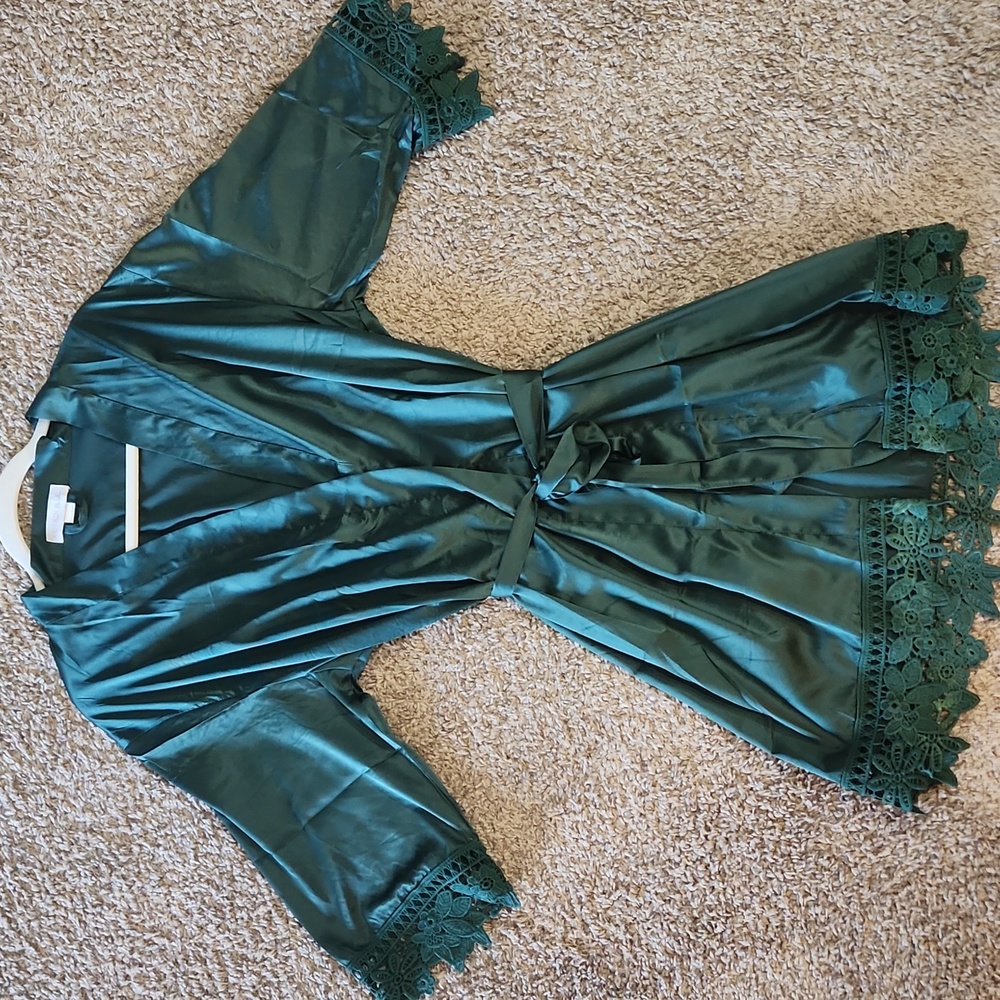 Emerald Green & Lace Robe